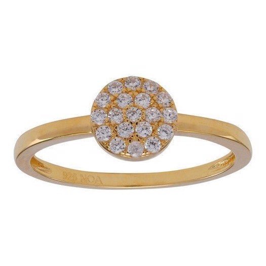 ANNIENOR ring i forgyldt sølv med rund zirkoniaplade fra JoanliNor – elegant ring i 18 karat forgyldt sølv med hvide zirkonia.